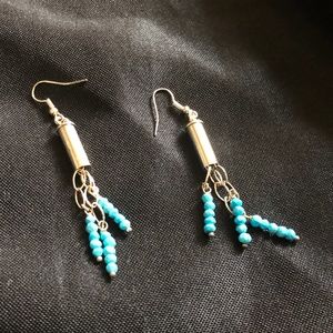 Gunshell & Turquoise Beaded Earrings